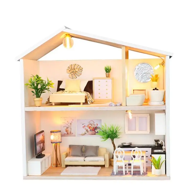 light time CUTEROOM девушка DIY 3D деревянные мини куклы для кукольного домика мебель для дома деревянная квартира времени Miniaturas игрушки для детей - Цвет: light time