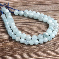 6 8 10mm natural short carved aquamarines stone loose beads fit for jewelry diy making bracelet necklace earrings accessories