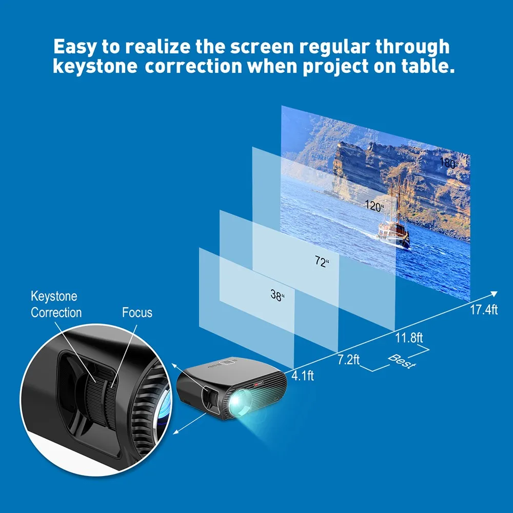 VIVIBRIGHT GP100 Android 6,0 светодиодный проектор 1280x800 разрешение 3200 люмен встроенный wifi Bluetooth DLAN Miracast Airplay