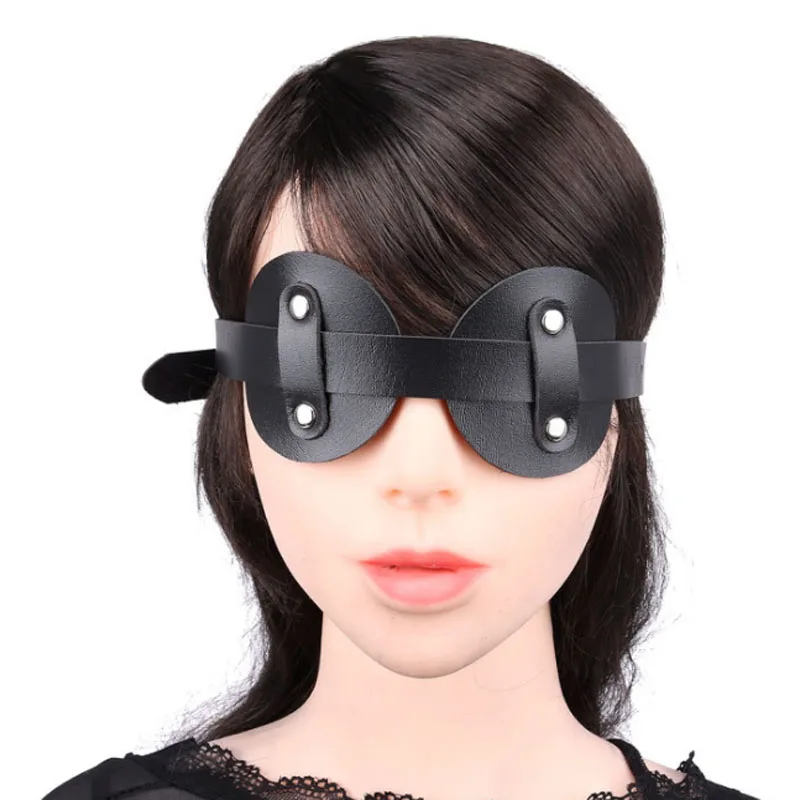 Красная маска из искусственной кожи Регулируемая кожаная для глаз с шипами