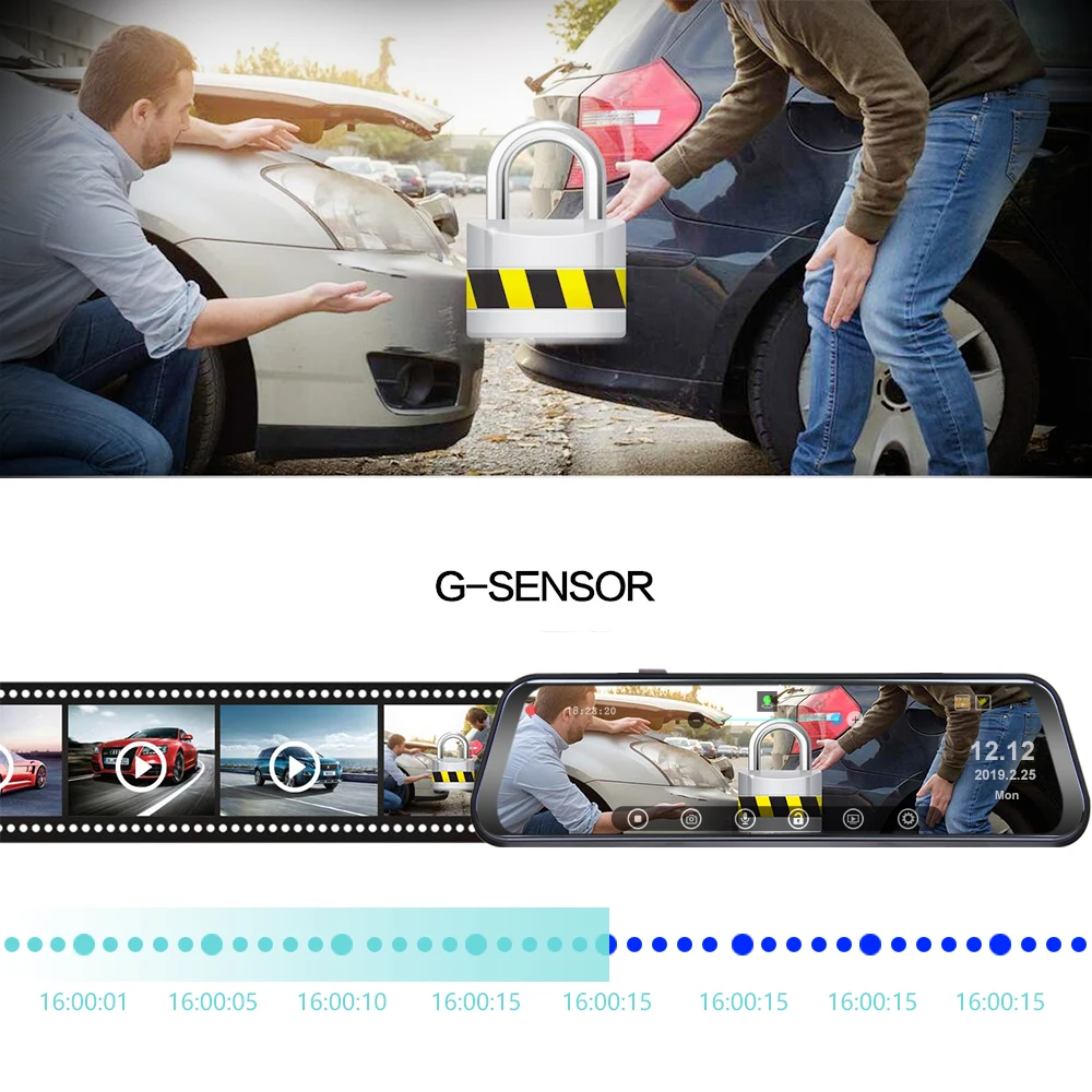 Автомобильный видеорегистратор 10 дюймов 4G Android ADAS GPS с двумя объективами HD 1080P Wi Fi