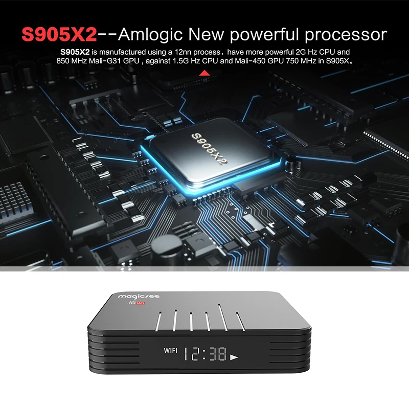 Magicsee N5 Max Amlogic S905X2 Android 8 1 ТВ коробка 4G 32G/64G Rom 2 4 + 5G двойной Wi-Fi Bluetooth Smart BOX K Декодер