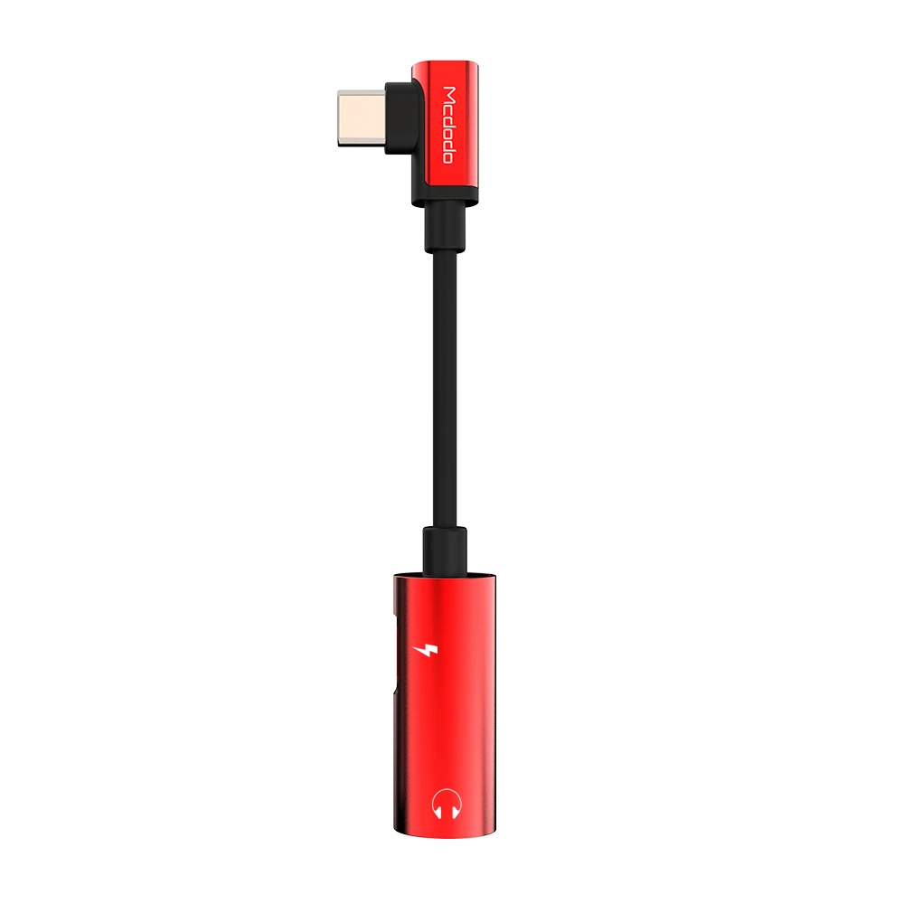 Mcdodo USB Type C Audio Cable Adapter USB C To 3.5mm Jack Splitter Earphone Adapter Aux Audio Connector for Huawei Xiaomi Redmi - Цвет: Red