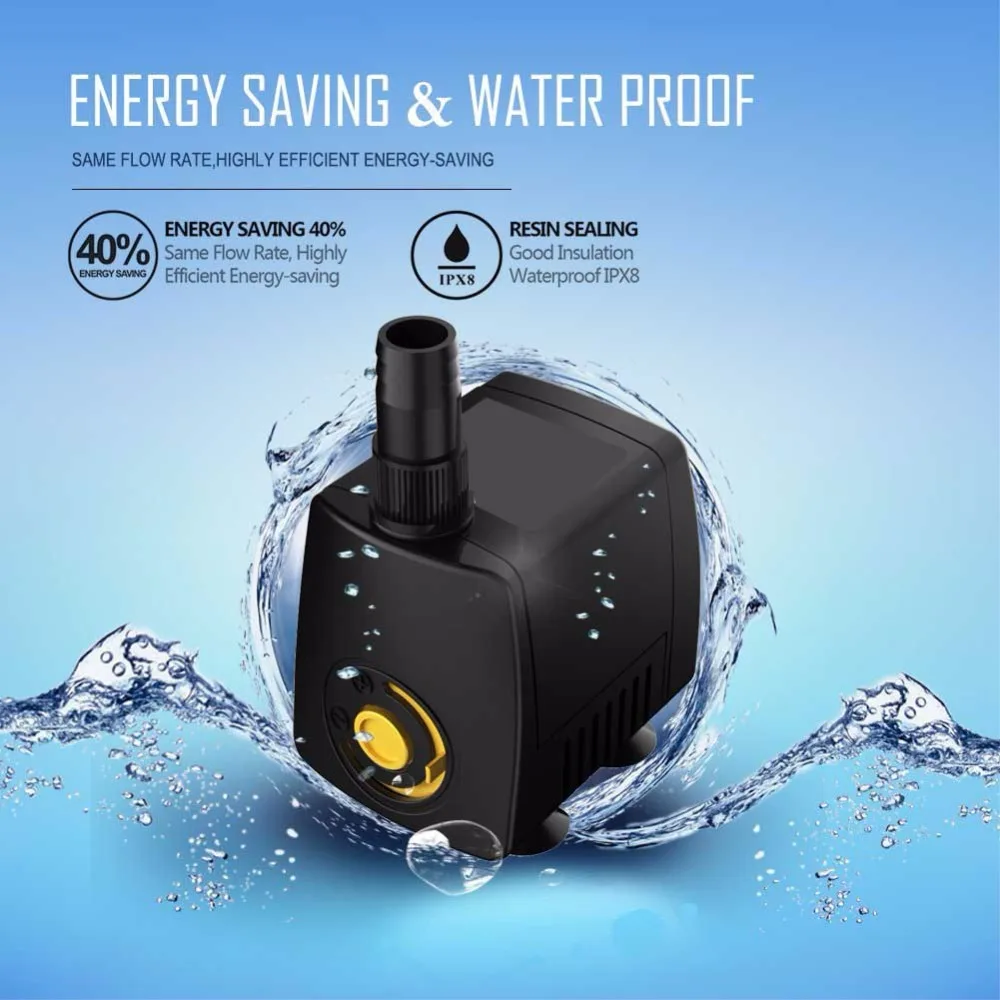 Nicrew 92 GPH 220V 5W Ультра тихий водостойкий насос мини погружной водяной 1 5 м Шнур