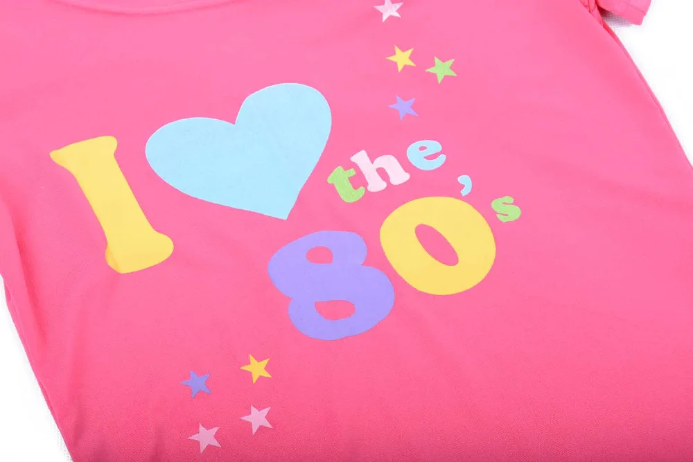 

Women's I love 80s Costume Outfit 1980s Retro Disco T-shirt with 6pcs Accessories Rock N Roll Party Fancy Dress Novelty Gift