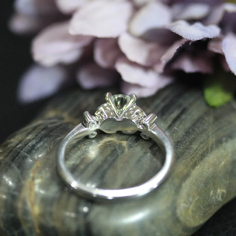 

DUPUY Women 14k White Gold Rings 0.12ct Diamond Classic Fashion Engagement Ring Round Prong Setting Colorless Stone Ring D180263