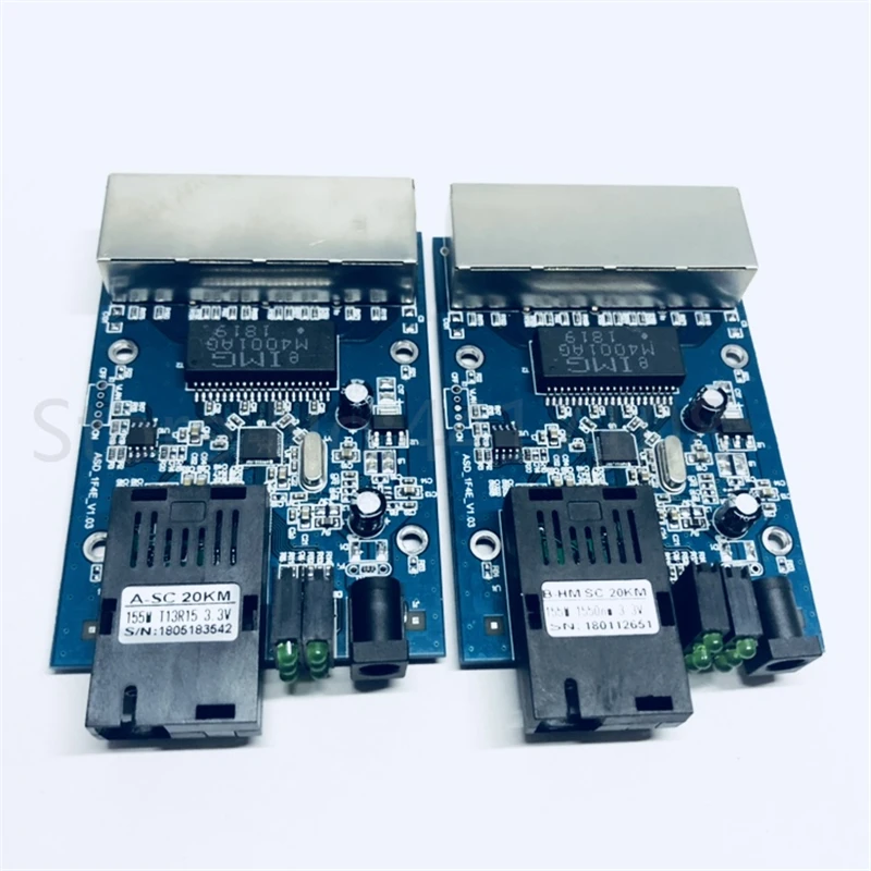 2 шт. 10/100 м Быстрый Ethernet-коммутатор конвертер 20 км Ethernet волоконно-оптический медиа конвертер одиночный режим 4RJ45& 1SC волокна Порты и разъёмы PCBA