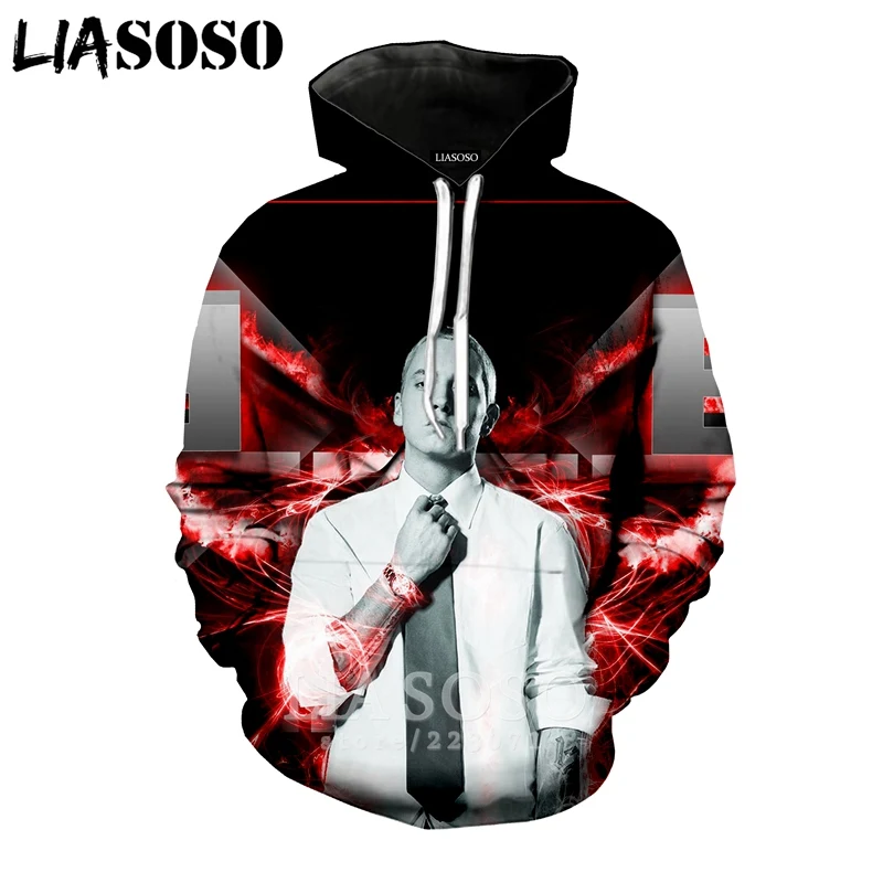 LIASOSO Новинка зимы для мужчин женщин Толстовка 3D принт, худи с Эминемом с длинным рукавом повседневное Harajuku Хип Хоп пуловер B011-10 - Цвет: 4