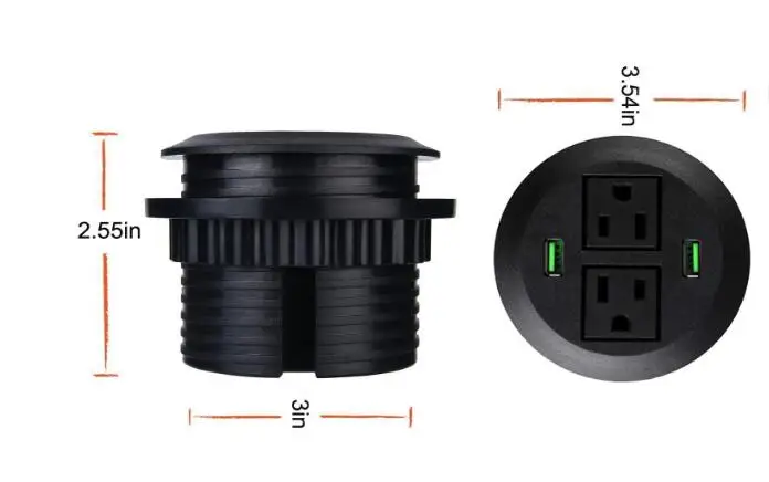 2 X розетка переменного тока 2 X USB зарядное устройство и сетевая втулка для офисного рабочего стола черный/белый