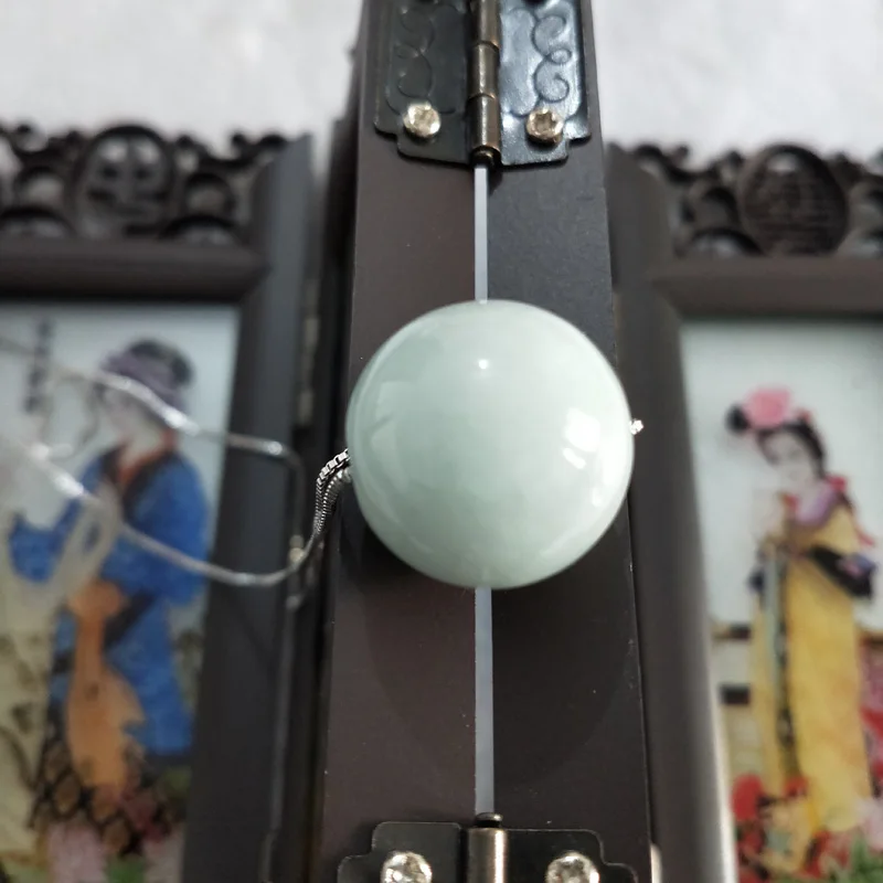 Натуральный Изумрудный зеленый нефрит Резные счастливые Полые бусины кулон