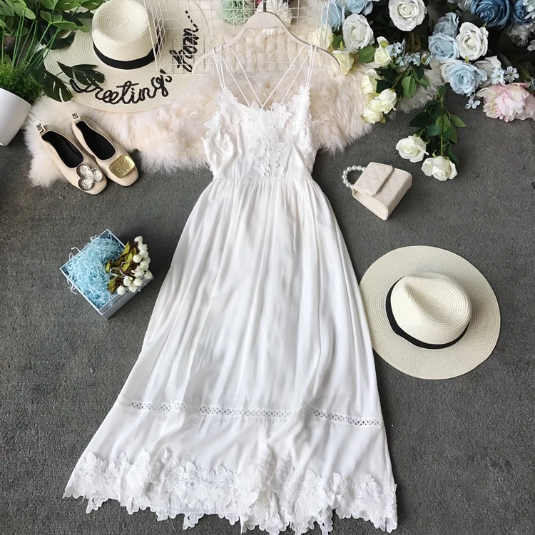 2019 новые модные женские платья богемное туристическое пляжное сексуальное Белое