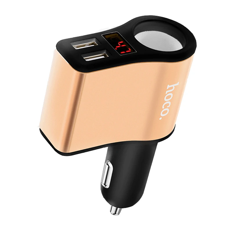 Автомобильное зарядное устройство HOCO 5 в USB со светодиодным экраном