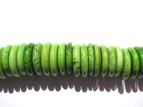 

free ship---lot 8 10mm turquoise stone button rondelle red green olive mixed jewelry beads --5strands 16inch/per strand