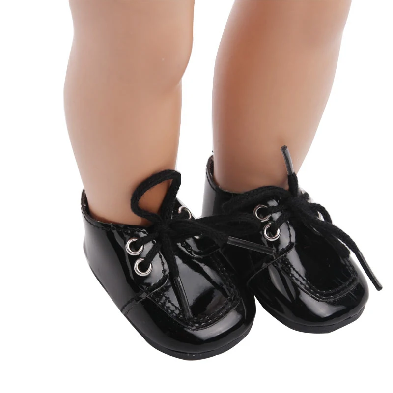 Кукольная обувь для девочек 18 дюймов модная черная на шнуровке искусственная