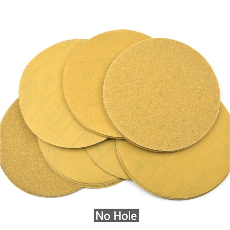 No Holes POLIWELL 5PCS 6 Inch 17-Hole Waterproof Sandpaper for Hook and Loop Sanding Pad Car Polishing Grinder Sander Yellow Sanding Disc - Цвет: No Holes