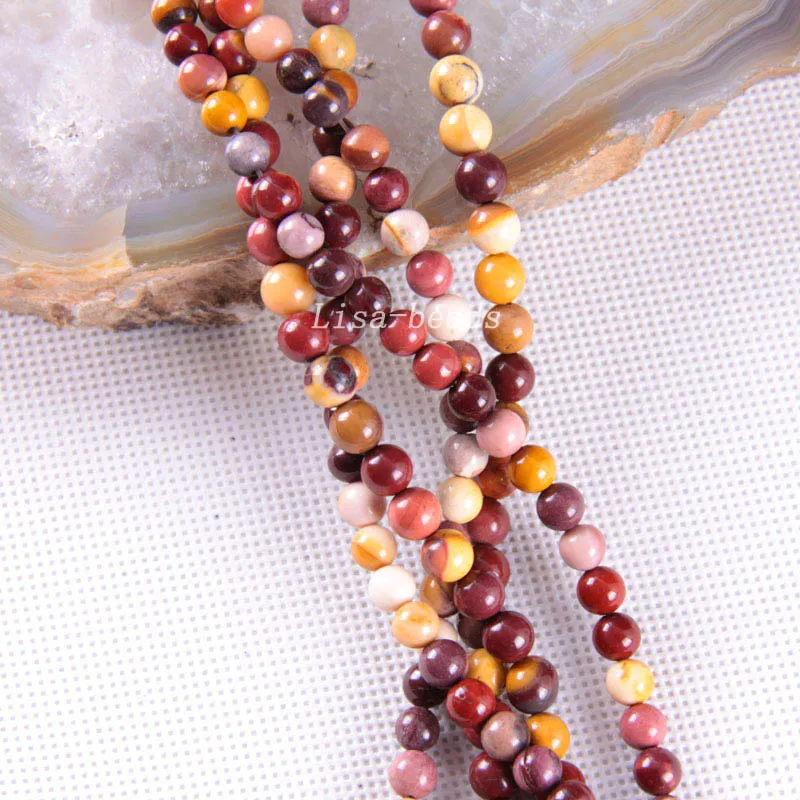 Модные ювелирные изделия 6 мм Круглые разноцветные натуральные яшма мукаит