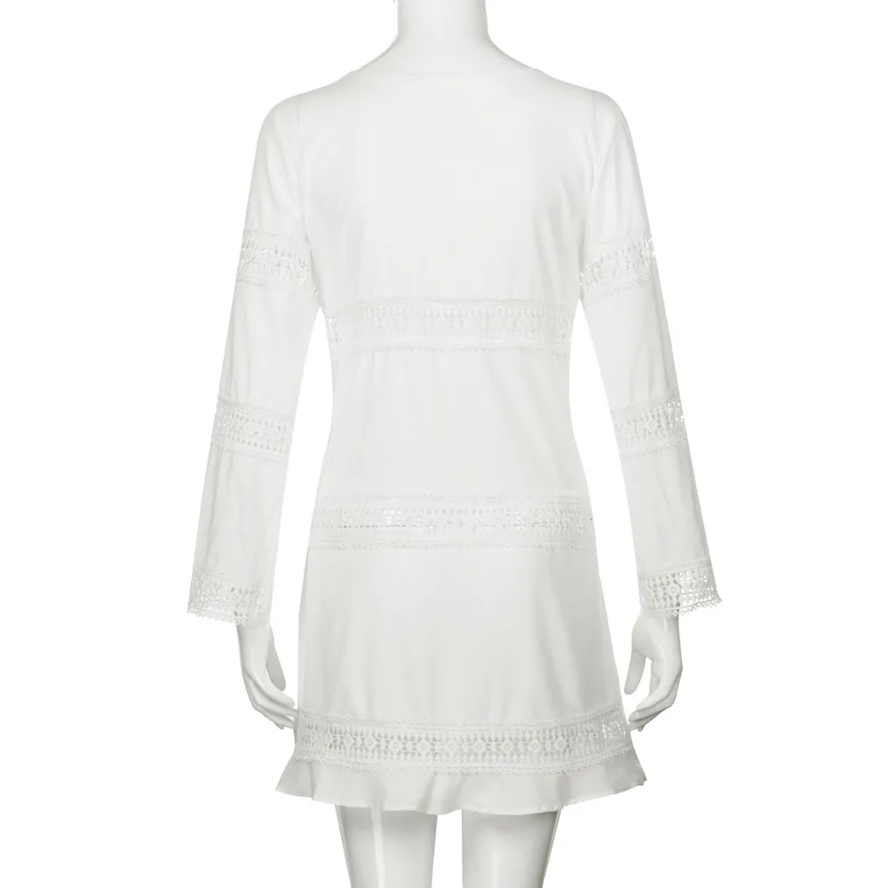 Женское пляжное платье средней длины белое однотонное с кисточками летнее в