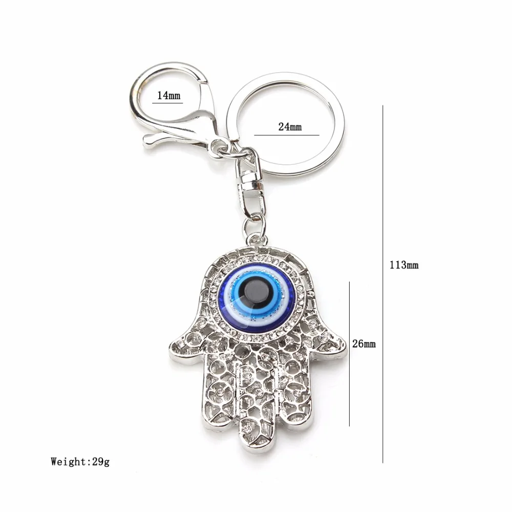 silver 1 Lucky Eye ХАМСА брелок в виде руки синий злой брелок для ключей в форме глаза животное Омар сумка автомобильный брелок кольцо для мужчин женщин ювелирные изделия EY157140 - Цвет: silver 1