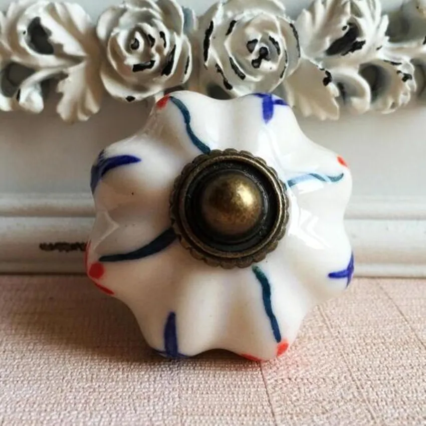 Тонкие керамические ручки ручная роспись фарфоровые для ящиков и шкафов