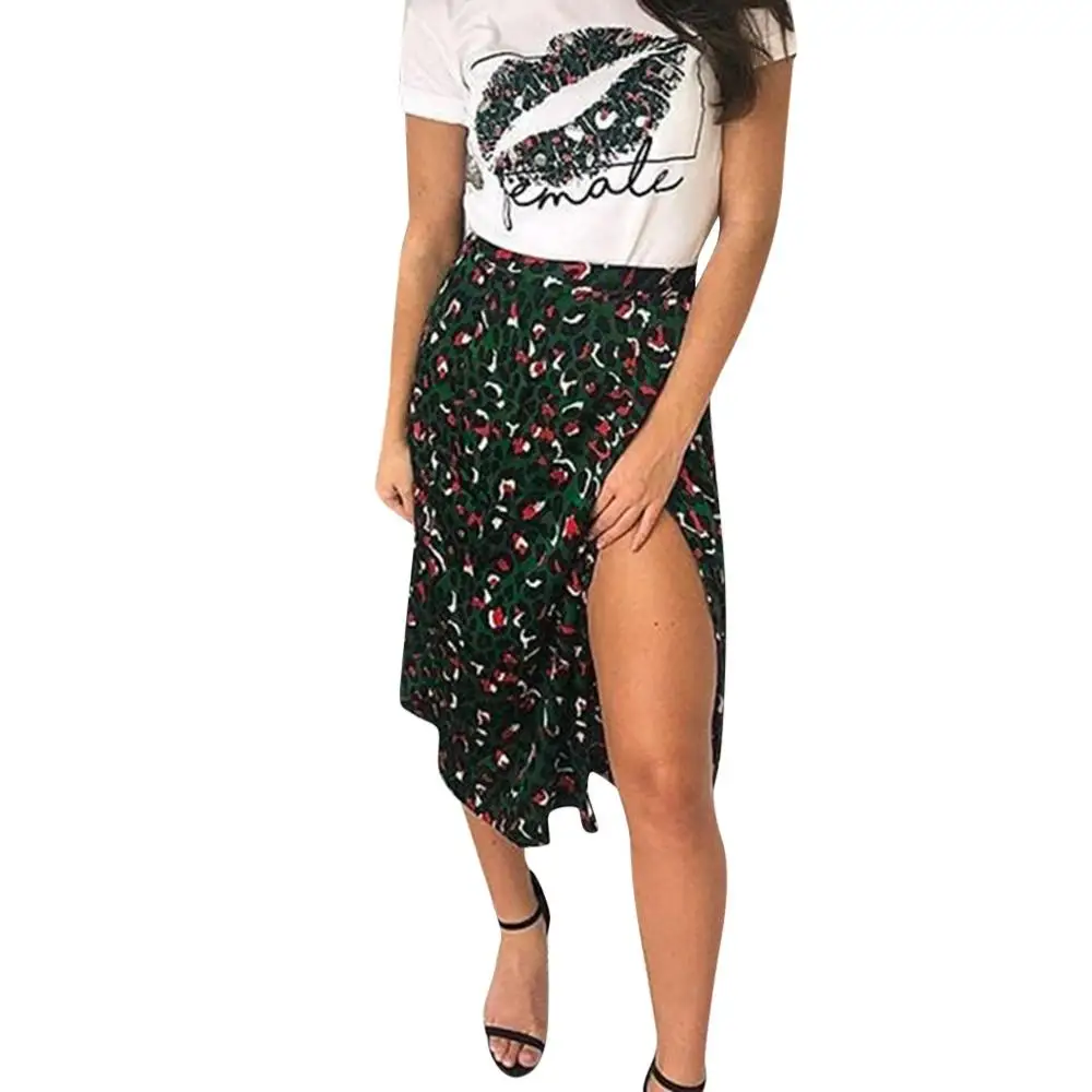 Винтажная Длинная женская юбка с леопардовым принтом повседневная