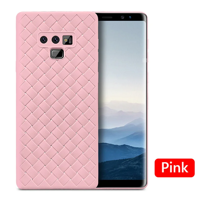 !ACCEZZ Luxury Business Phone Case Shell For Samsung Galaxy Note 9 Soft Grid Weaving Full Protection Back Cover Funda Capa Coque |