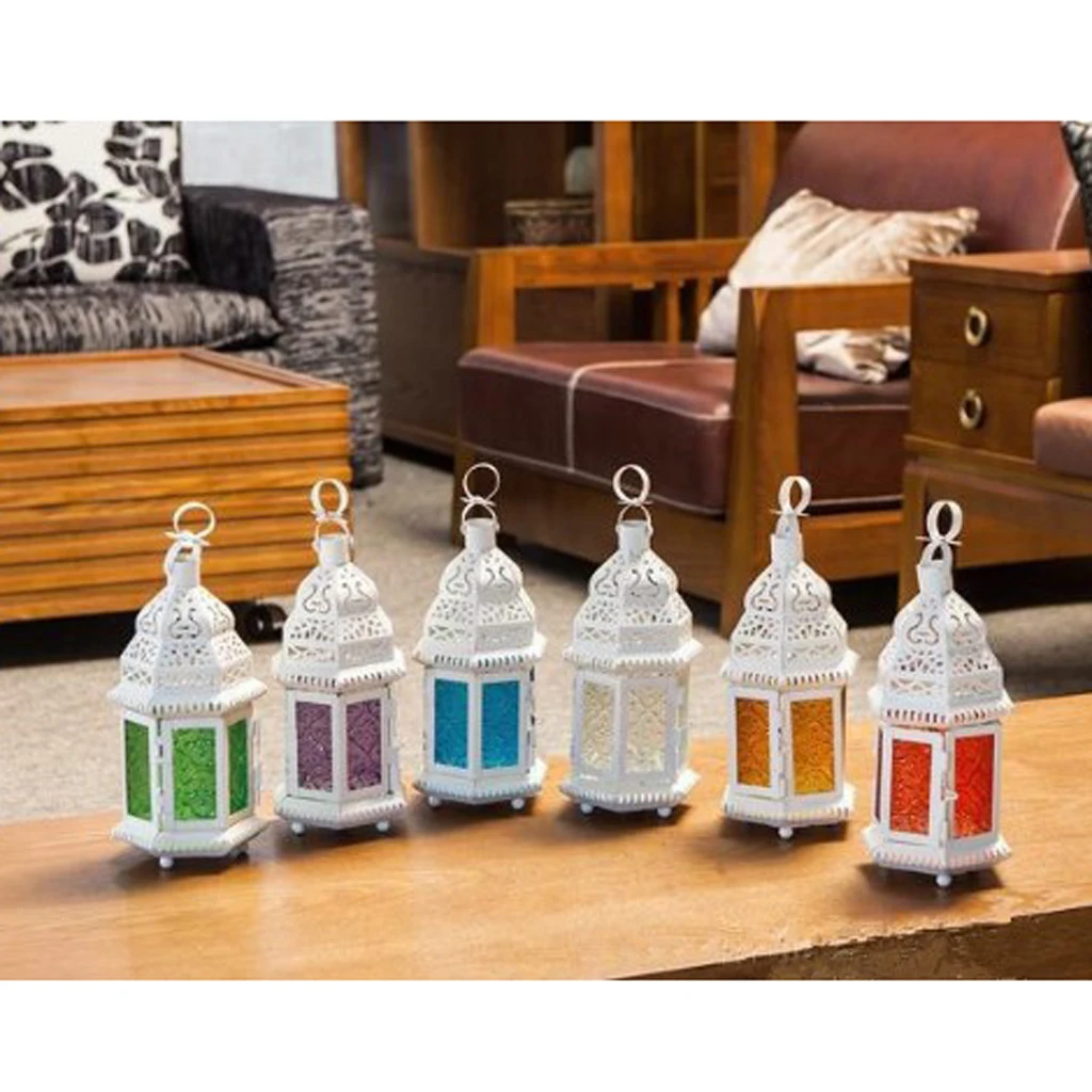 Высококачественный Романтический стеклянный фонарик для свечей в марокканском