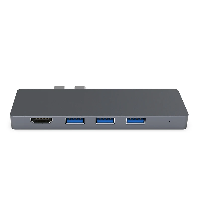 Прямая поставка двойной Type C 7в1 USB3.0 Тип концентратор HDMI RJ45 адаптер для MacBookPro OTG USB