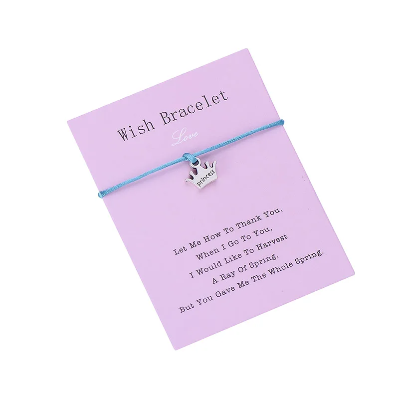 5 IYOE Wish Card, браслет с красной нитью для женщин и детей, корона принцессы, ручная плетеная веревка, Парные браслеты, семейные ювелирные изделия для дружбы - Окраска металла: 5