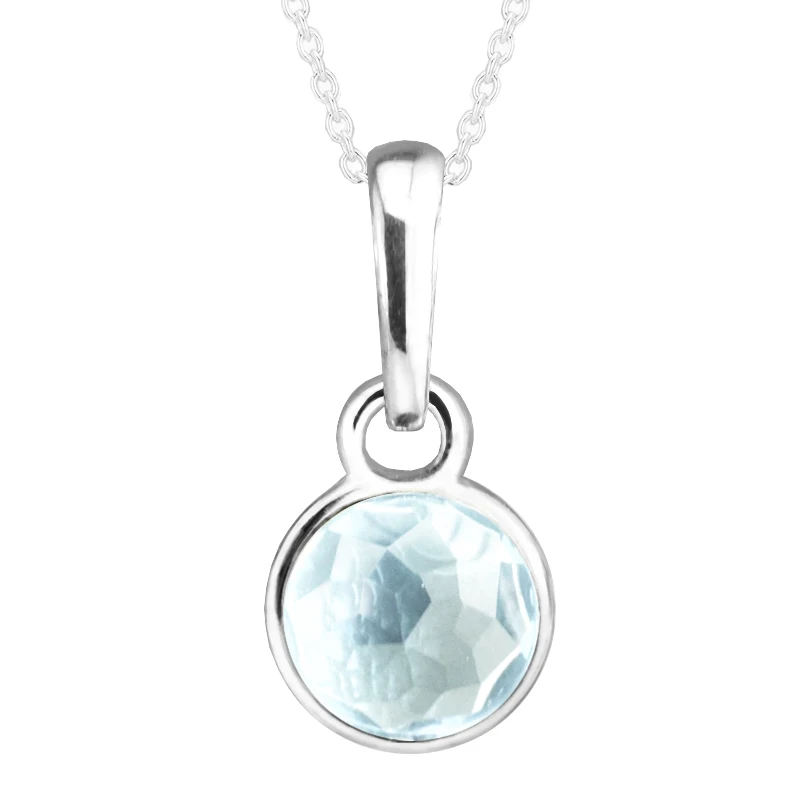 Подходит для браслетов Pandora March Droplet Charms с акваголубым кристаллом 100% серебряные