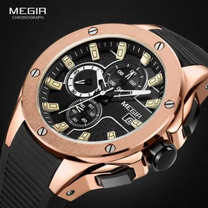 Часы мужские кварцевые с хронографом и силиконовым ремешком, водонепроницаемые