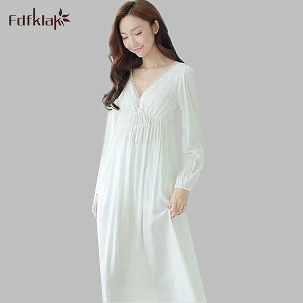 Женская кружевная ночная рубашка с V образным вырезом|princess nightgown|dress sleeplong nightdress |
