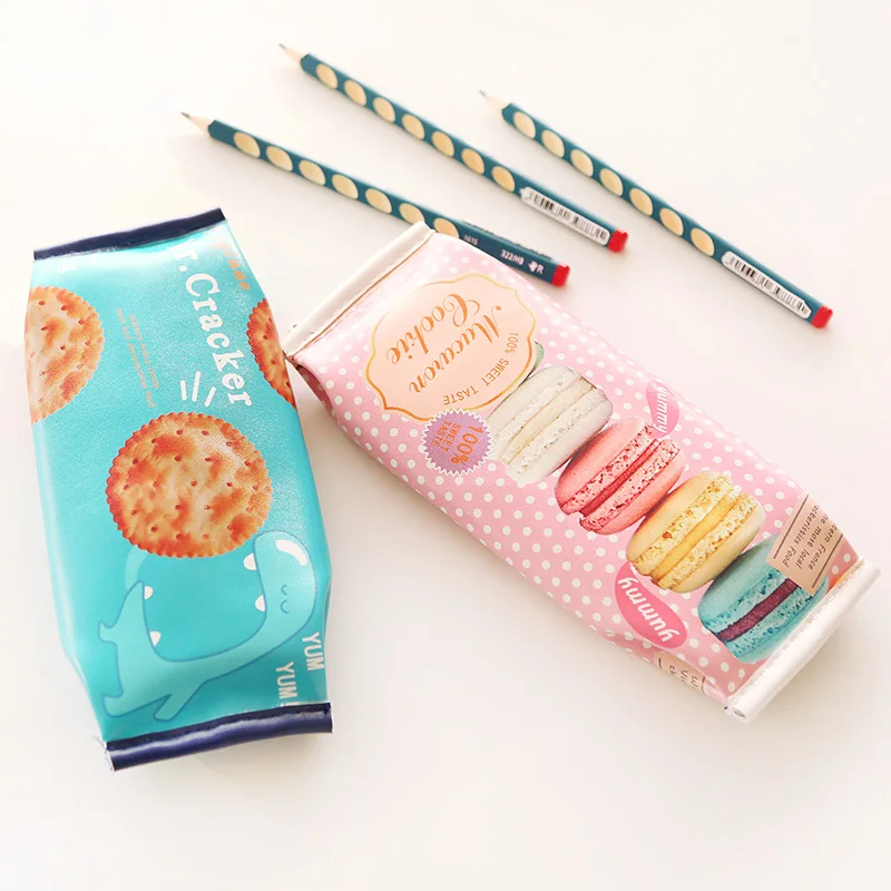 

Pencil case school cute kawaii pencil cases for girls PU leather pencil bags macaron/biscuit pencil box school supplies