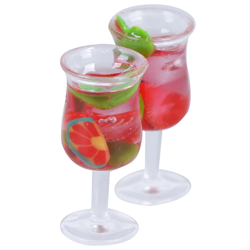 2Pcs Scale 1:12 Mini Resin Cocktail Cup Goblet Glass Miniature Dollhouse Accessories Colorful Bar Drinking | Игрушки и хобби