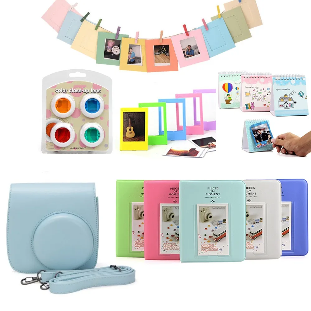 Набор аксессуаров 6 в 1 для Fujifilm Instax Mini 8 + 8s 9 чехол из искусственной кожи ремешок