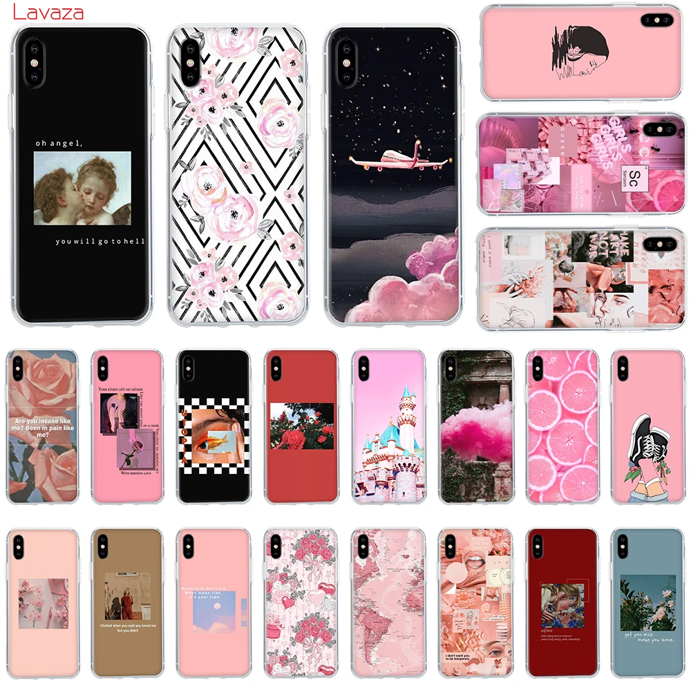 Розовый эстетический жесткий чехол Lavaza для Apple iPhone 6 6s 7 8 Plus X 5 SE XS Max