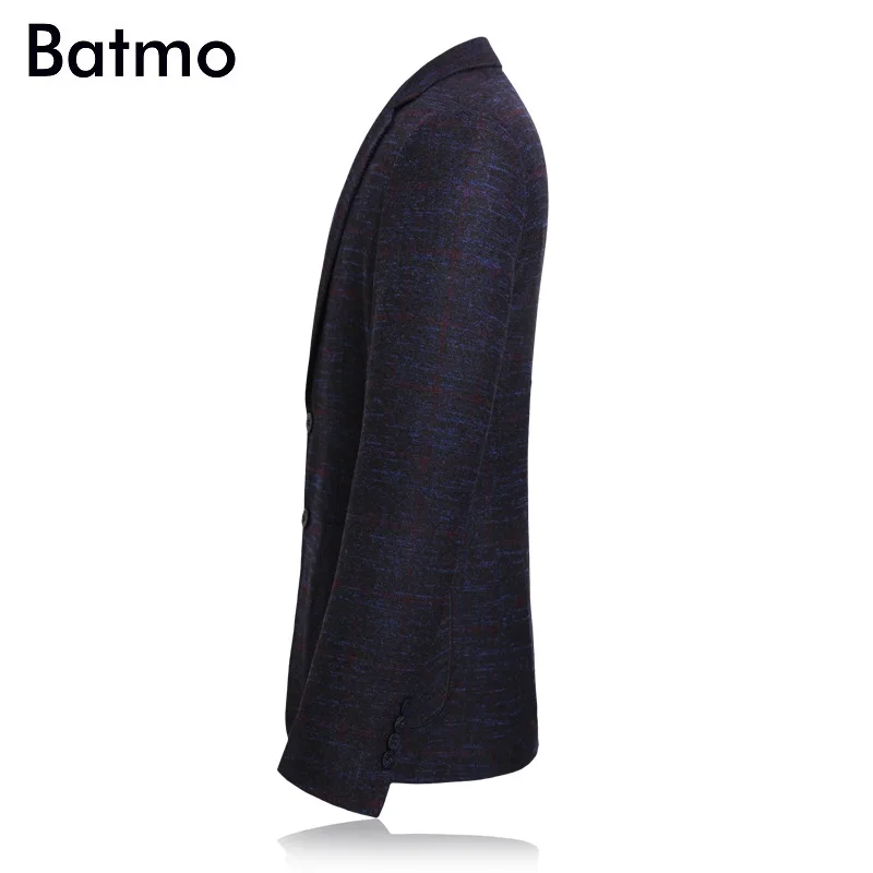Мужской Клетчатый Блейзер Batmo повседневный синий пиджак мужские костюмы большие