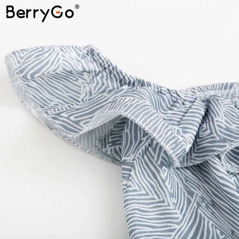 BerryGo женские платья платье миди богемное с принтом на пуговицах элегантные