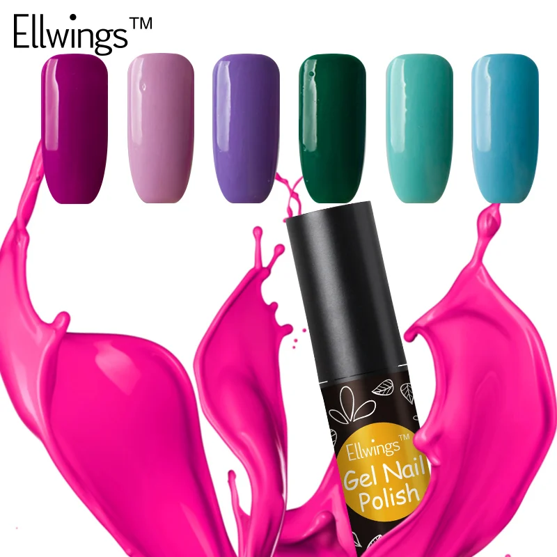 Ellwings 1 шт. Полупостоянный Блестящий цветной Гель-лак для Ногтей Стойкий