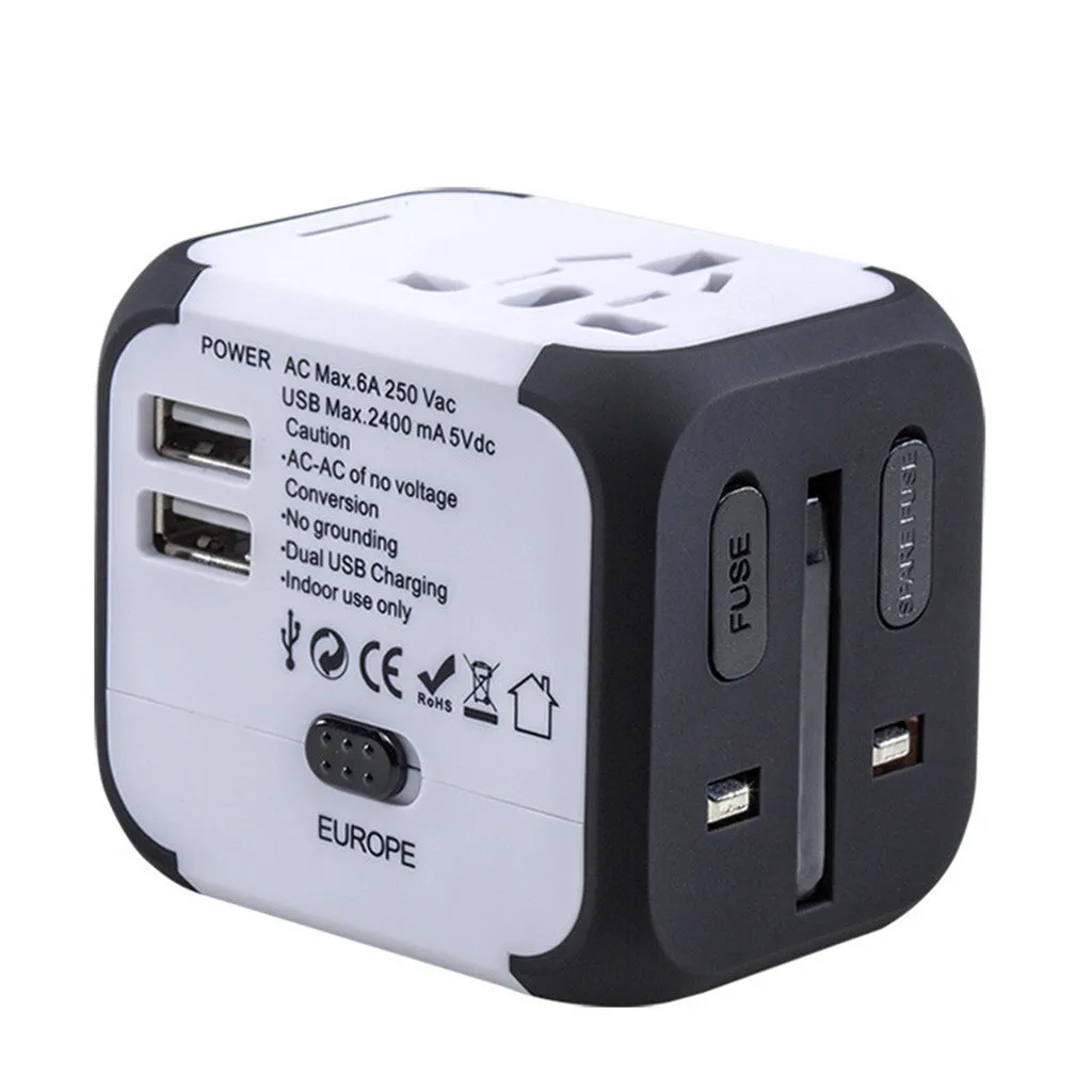 Горячая Универсальный дорожный переходник двойной usb-разъем, зарядное устройство питания Великобритании США ЕС австралийская вилка Электрический адаптер