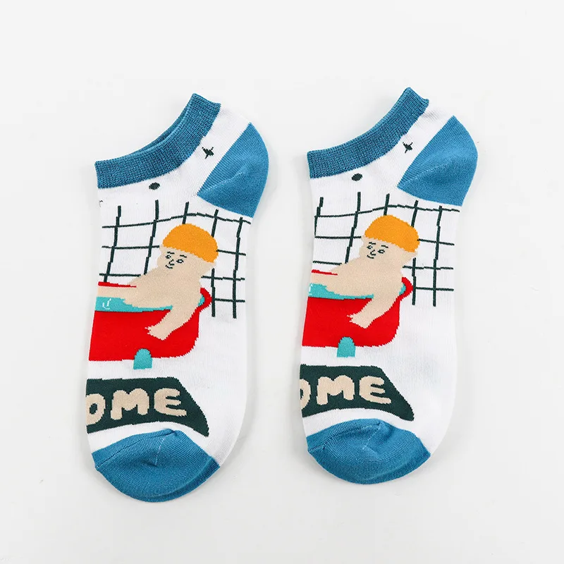 Летняя мода мультфильм пакеты для ланча милые короткие носки мужские Для женщин
