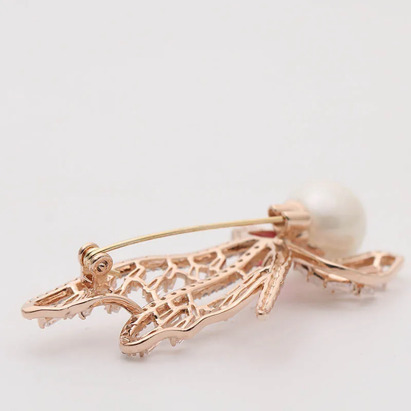 UALGL Fashion Pearl Brooch Dragonfly Insect Lapel Pins Elegant Brooches For Women Wedding Gifts Girl Party Jewelry Accessories | Украшения