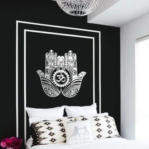 Наклейка на стену винил Стикеры Хамса рук OM лотоса индийского Будды Ганеша