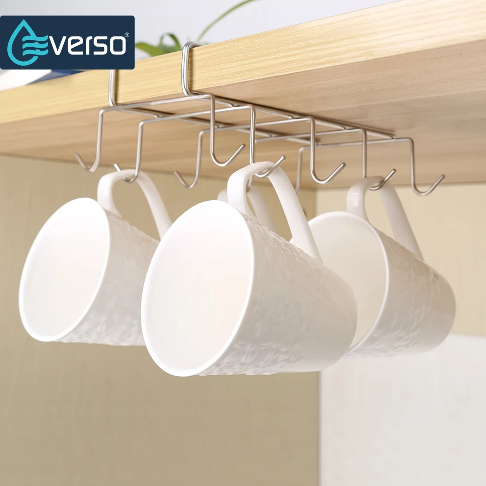 EVERSO 10 крючков держатель для стаканов подвесная полка шкафа вешалка посуды