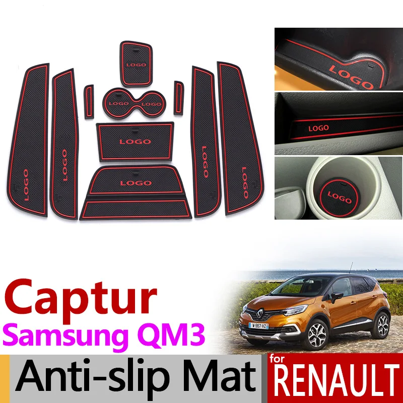 Противоскользящий резиновый коврик для чашки Renault Captur 2013 ~ 2018 Аксессуары Samsung QM3 2014