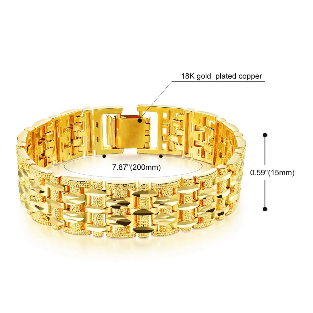 Мужской браслет заполненный золотом не сужающийся книзу цепь браслеты на