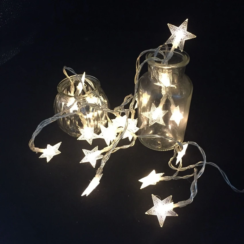 10 м светодиодная гирлянда со звездами Рождественское украшение батареи