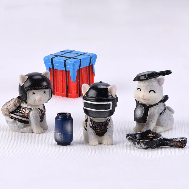 2 шт. милый кот ест курица игра сегодня миниатюрные фигурки Цветущий сад орнамент