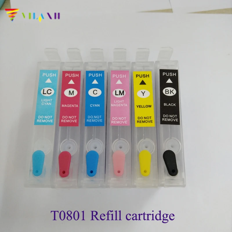 Многоразовый картридж Vilaxh для Epson T0801 6 Stylus P50 RX660 R265 R360 RX560 R285 RX585 RX685 PX700 PX710 PX810|ink