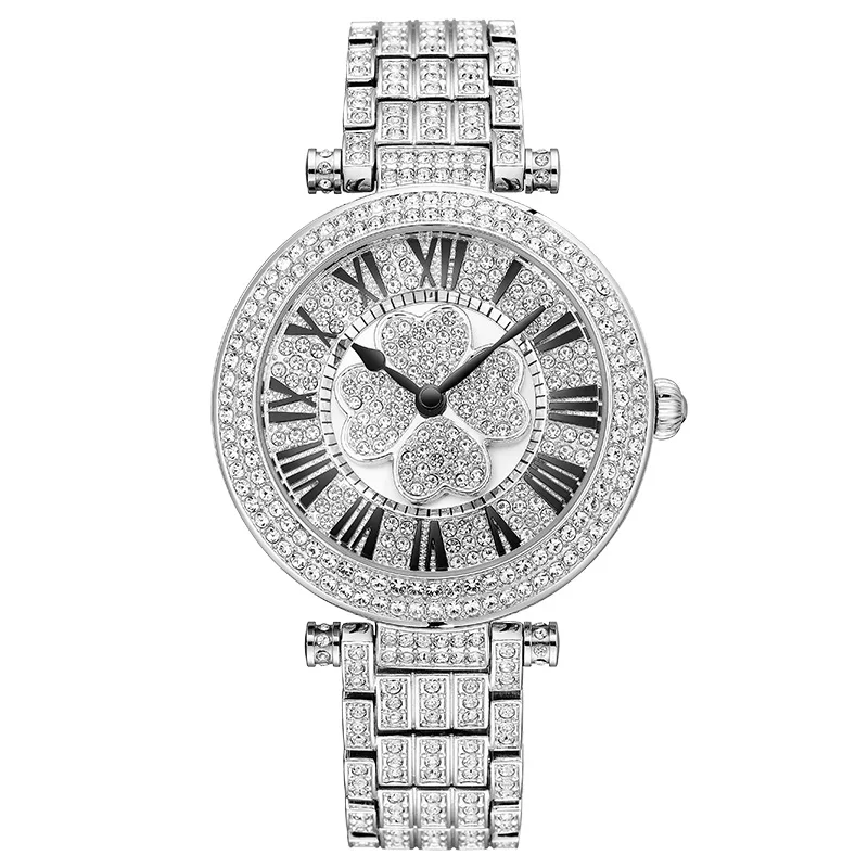 Silver PB Princess Butterfly Марка Кристалл Поворотный Четырехлистный Клевер часы женские Серебро и Розовое Золото Водонепроницаемый Роскошный стиль Кварц - Цвет: Silver