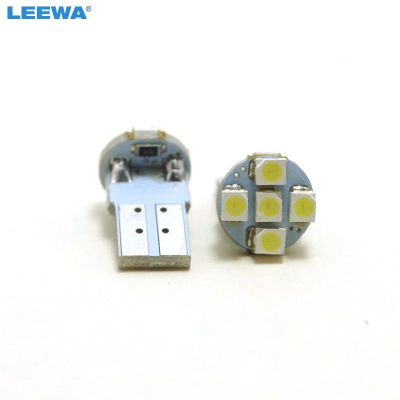 LEEWA 50 шт. 12 в пост. Тока T10/194/168 клиновидная 1 Вт 1210 5SMD Светодиодная лампа белого